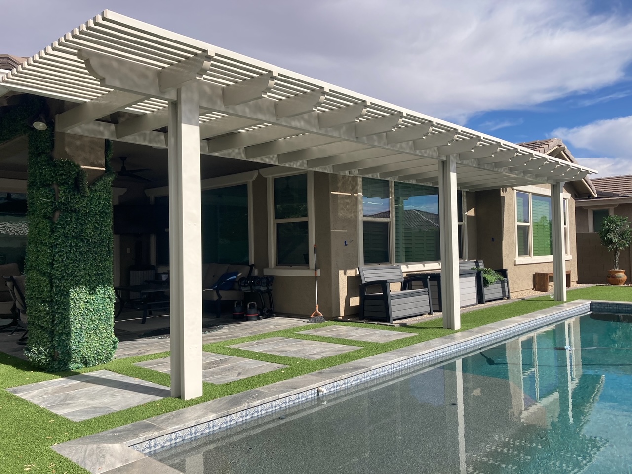 Alumawood patio cover over pool