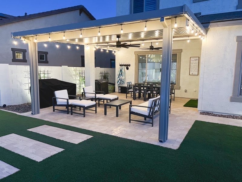 Outdoor patio gazebo Aluminum solid cover with lights